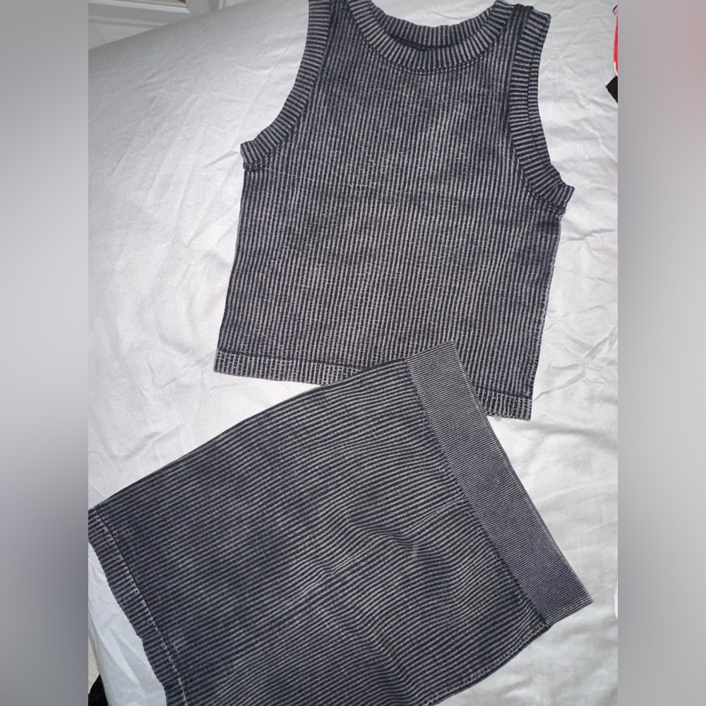 Striped Sleeveless Top and Skirt Set (TOP AND BOTTOM INCLUDED)